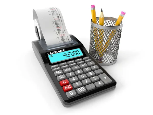 Calculator met potlood — Stockfoto