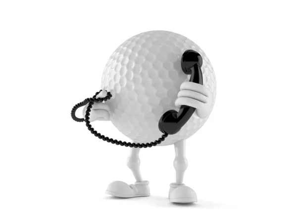 Golf ball character holding a telephone handset — ストック写真