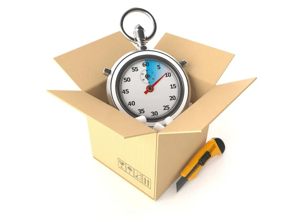 Open box with stopwatch — Stock Photo, Image