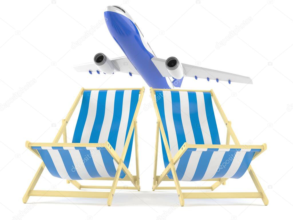 Deck chairs with airplane