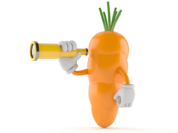 Персонаж моркови смотрит в телескоп — стоковое фото