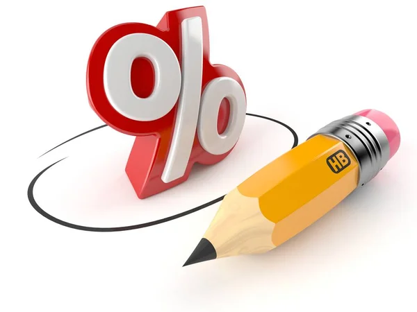 Símbolo percentual com lápis — Fotografia de Stock