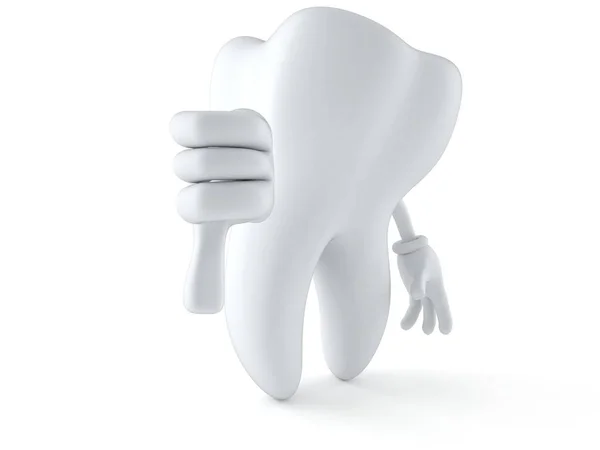 Personagem de dente com o polegar para baixo — Fotografia de Stock