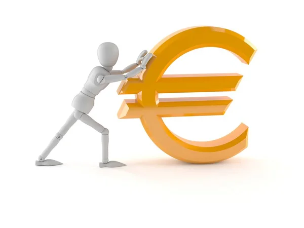 Bílá figurína se symbolem měny eura — Stock fotografie