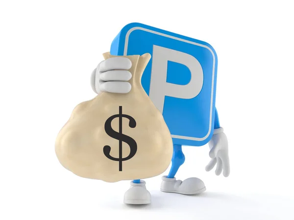 Parkering symbol tecken hålla pengar väska — Stockfoto
