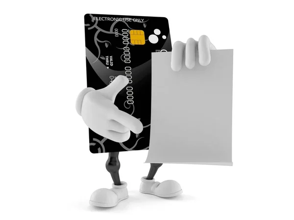 Carácter de la tarjeta de crédito con hoja de papel en blanco — Foto de Stock