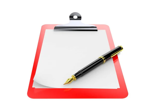 Blank clipboard with pen — Stockfoto