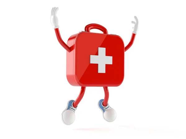 First aid kit character jumping — Stock Photo, Image