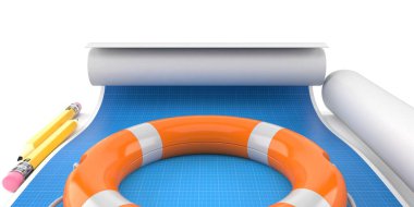 Hayat şamandırası planda yatıyor.