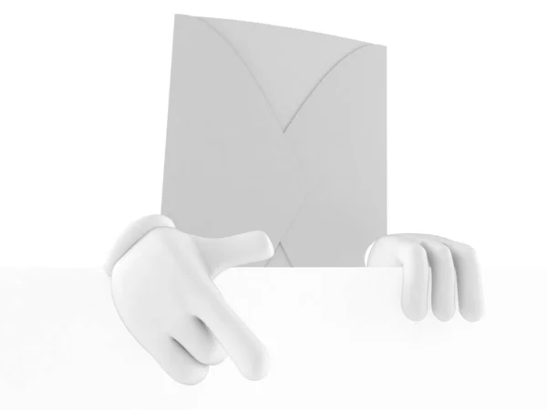 Envelope personagem apontando dedo — Fotografia de Stock