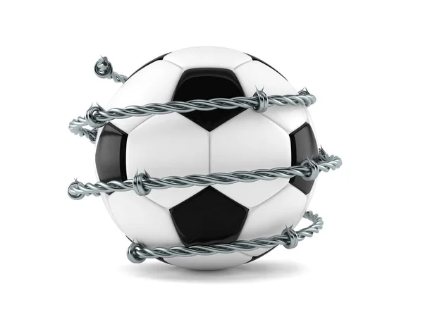 鉄条網付きサッカーボール — ストック写真