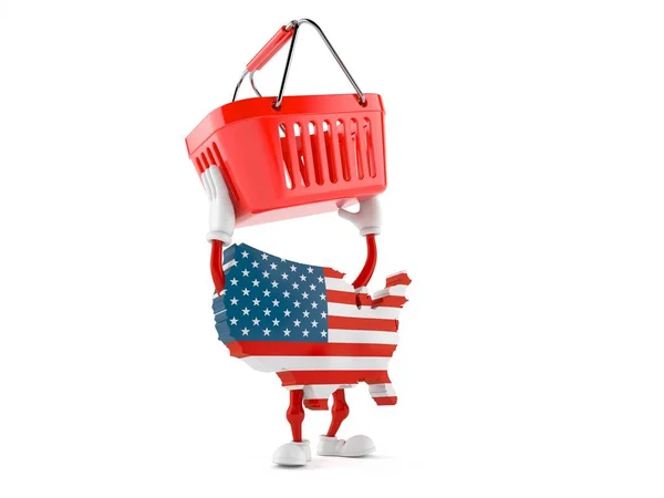 EUA personagem segurando cesta de compras — Fotografia de Stock