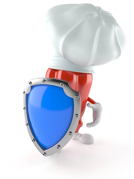 Paprika character with shield — Stock Photo, Image