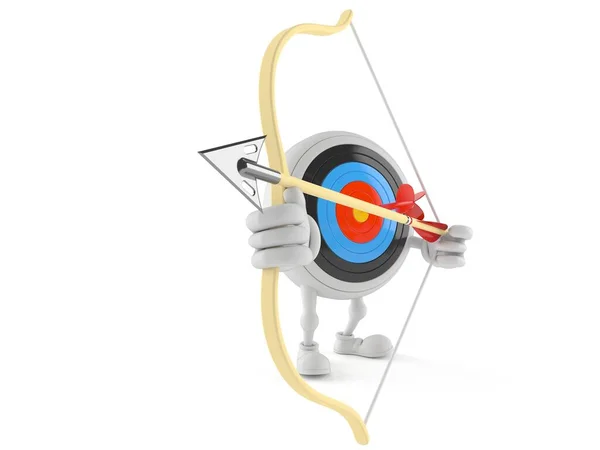 Bull's eye character aiming with bow — Stock Photo, Image