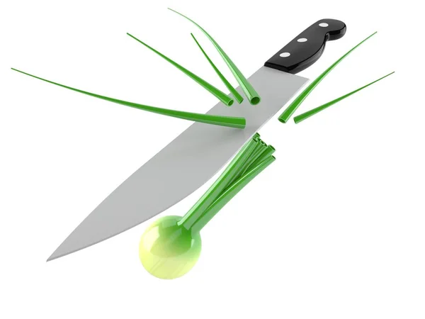 Nóż kuchenny z szczypiorkiem — Zdjęcie stockowe