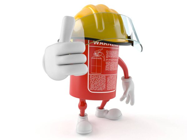 Fire extinguisher character with thumbs up