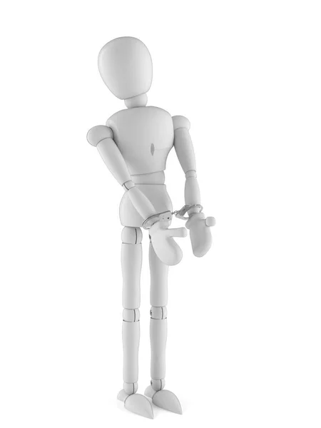 Bílá figurína postava s manžetami — Stock fotografie