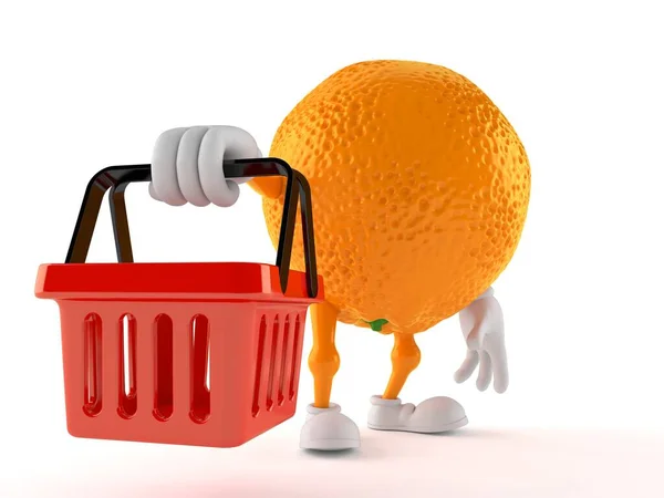 빈 쇼핑 바구니를 들고 있는 오렌지 글자 — 스톡 사진