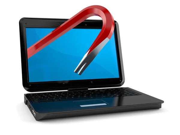 Laptop with crowbar — Stock Photo, Image