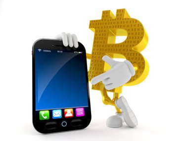 Akıllı telefonlu Bitcoin karakteri