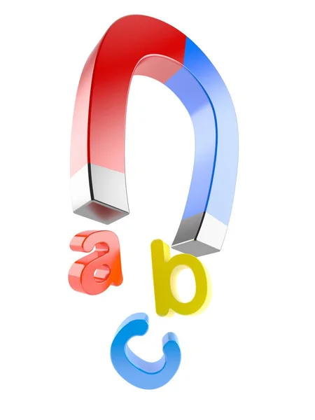 ABC letters with horseshoe magnet — Stock Photo, Image