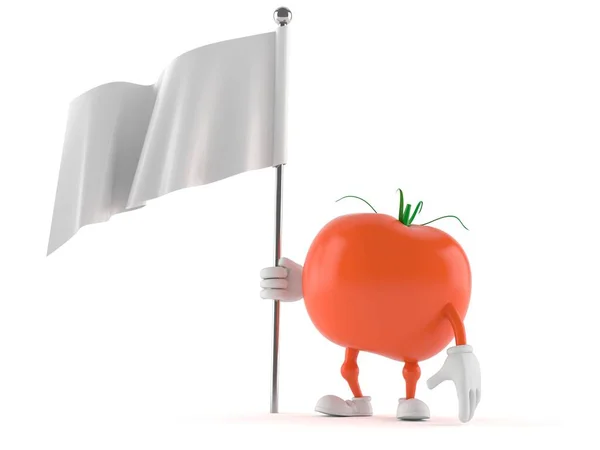 Tomatkaraktär med blank flagga — Stockfoto