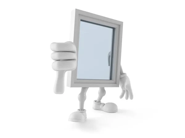 Caráter da janela com o polegar para baixo — Fotografia de Stock