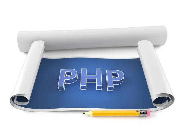 Blaupause mit PHP-Text — Stockfoto