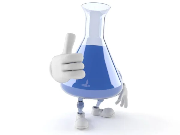 Química personagem frasco com polegares para cima — Fotografia de Stock