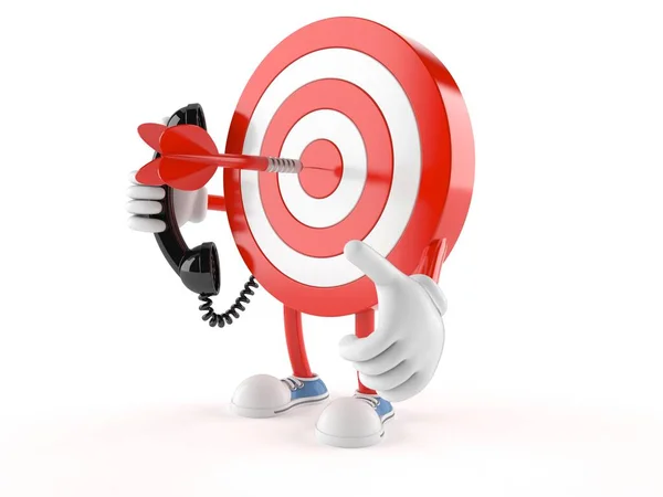 Bull's eye character holding a telephone handset — Stock Photo, Image