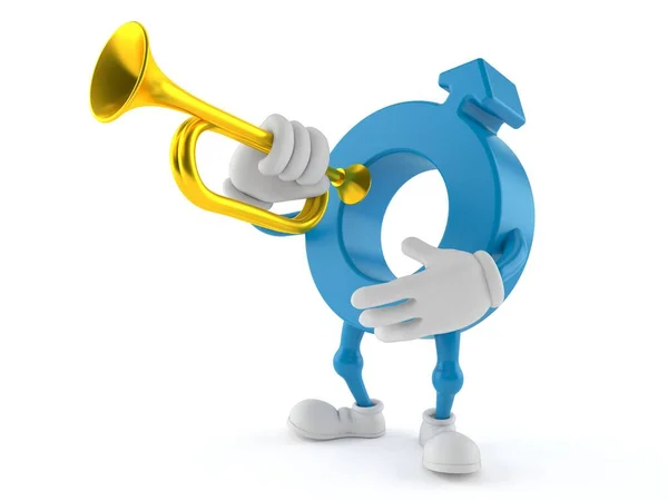 Hombre símbolo de género personaje tocando la trompeta —  Fotos de Stock