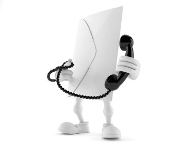 Bir telefon ahizesi tutan zarf karakteri