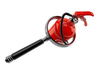 Büyüteçle yangın söndürücü.