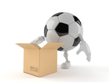 Açık karton kutulu futbol topu karakteri