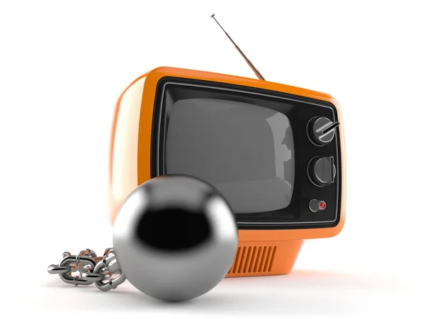 Vieux téléviseur avec ballon de prison — Photo