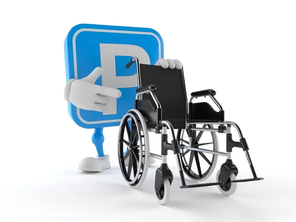 Estacionamiento símbolo carácter con silla de ruedas —  Fotos de Stock