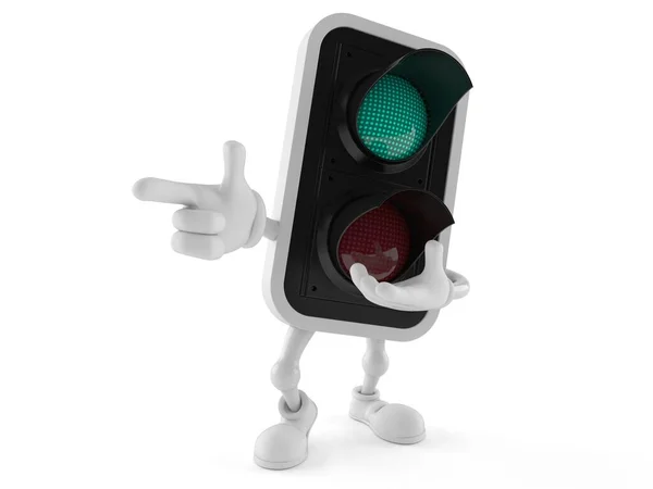 緑の交通信号文字指を指す — ストック写真