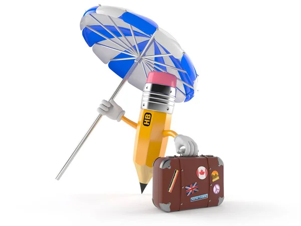 Pencil character with suitcase — Stock Photo, Image