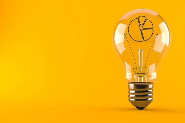 Glühbirne mit Kuchendiagramm-Symbol — Stockfoto