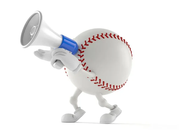 Personnage de baseball parlant à travers un mégaphone — Photo
