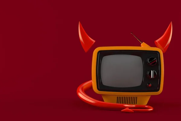 TV with horns and tail — Stock Photo, Image