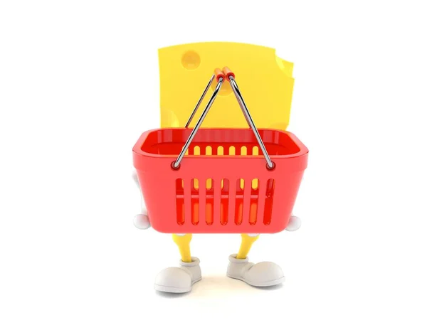 Sýrová postava drží nákupní košík — Stock fotografie
