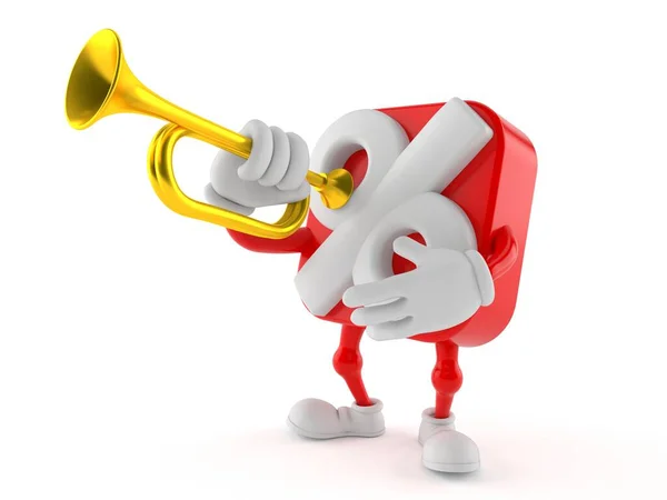 Percentage character playing the trumpet — Stock Photo, Image