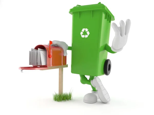 Caráter de lixo com caixa de correio — Fotografia de Stock