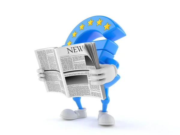 Euro moeda personagem leitura jornal — Fotografia de Stock