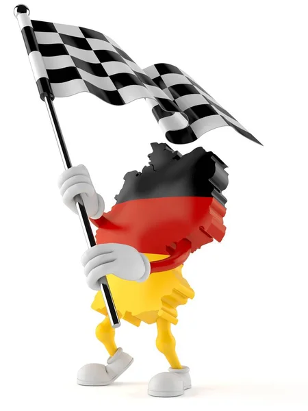 Personagem alemão acenando bandeira da corrida — Fotografia de Stock