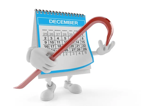 Personaje del calendario sosteniendo palanca — Foto de Stock