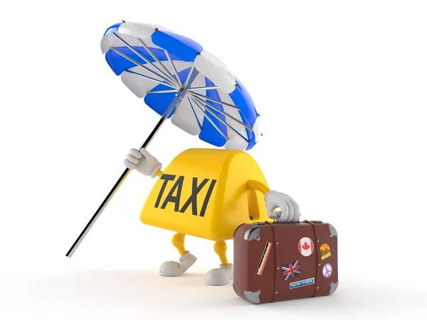 Персонаж такси с чемоданом — стоковое фото