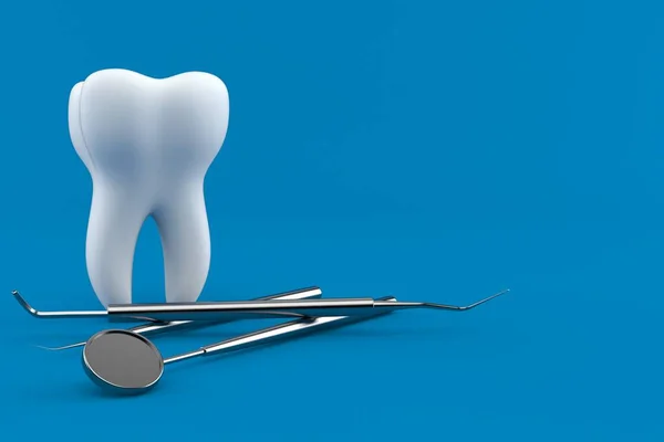 Tand med dental verktyg — Stockfoto