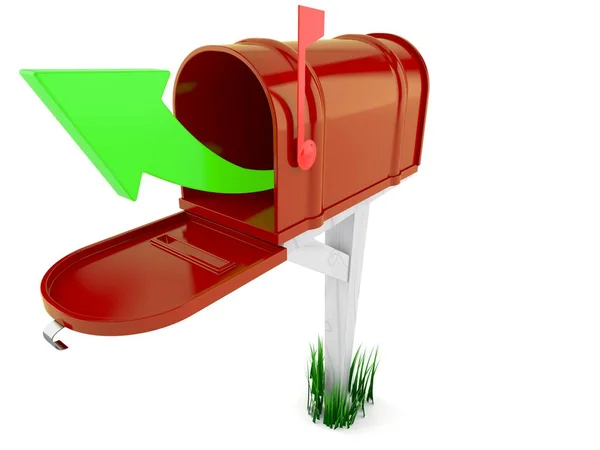 Άνοιγμα γραμματοκιβωτίου με πράσινο βέλος — Φωτογραφία Αρχείου